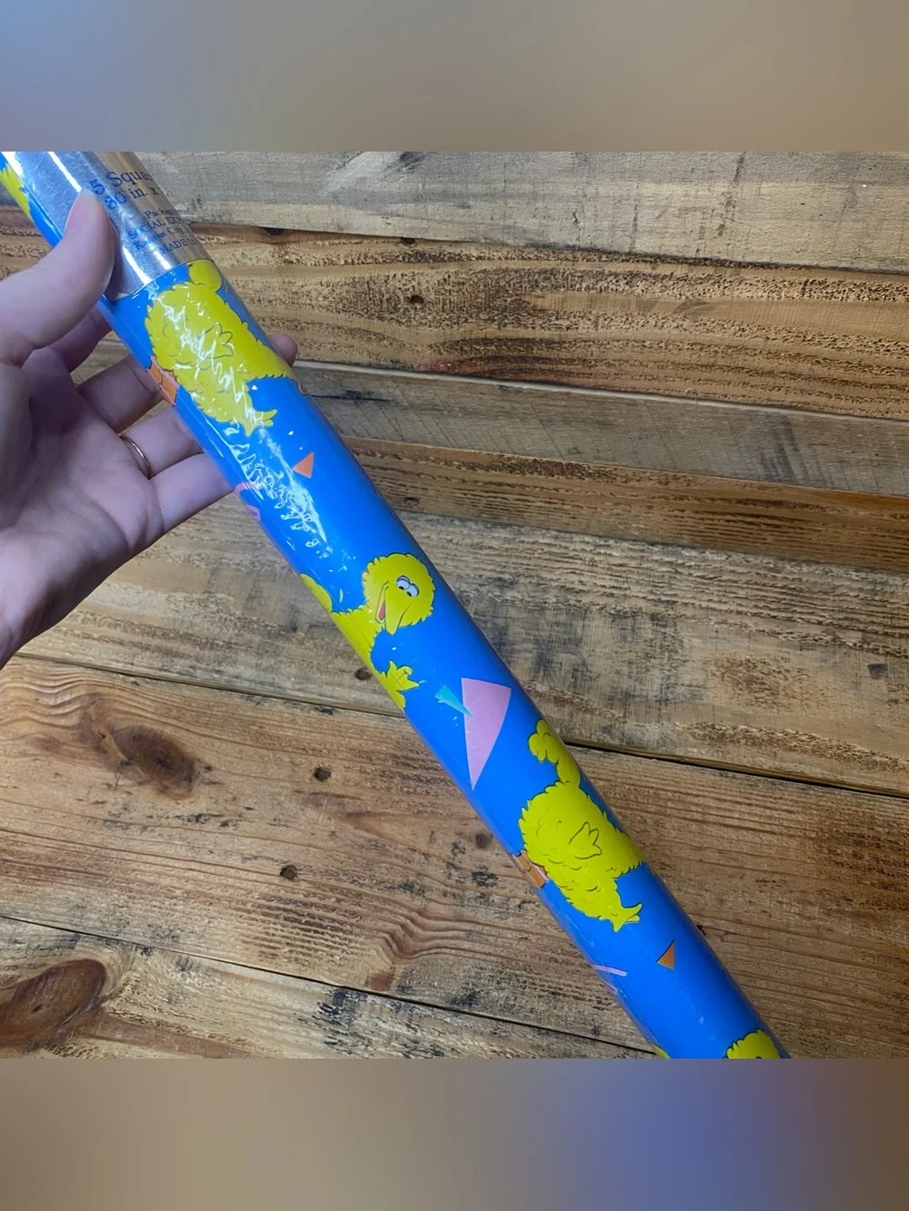 Vtg Sesame Street Big Bird Gibson Greetings 1980s Gift Wrapping Paper /Half Roll